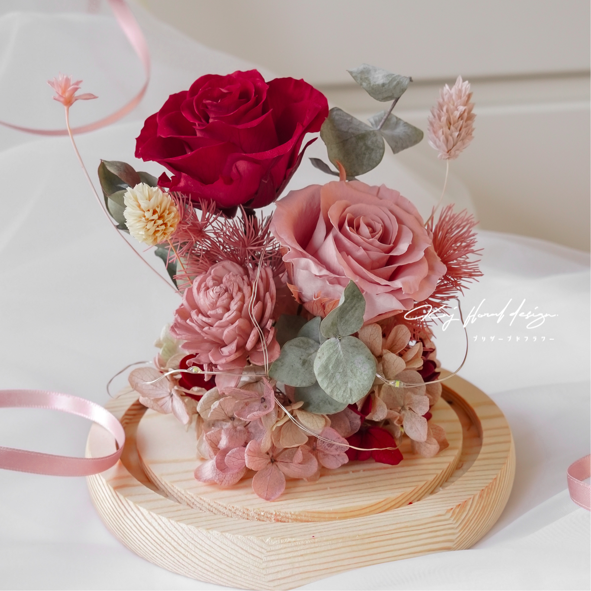 莓果花園永生花玻璃燈盅