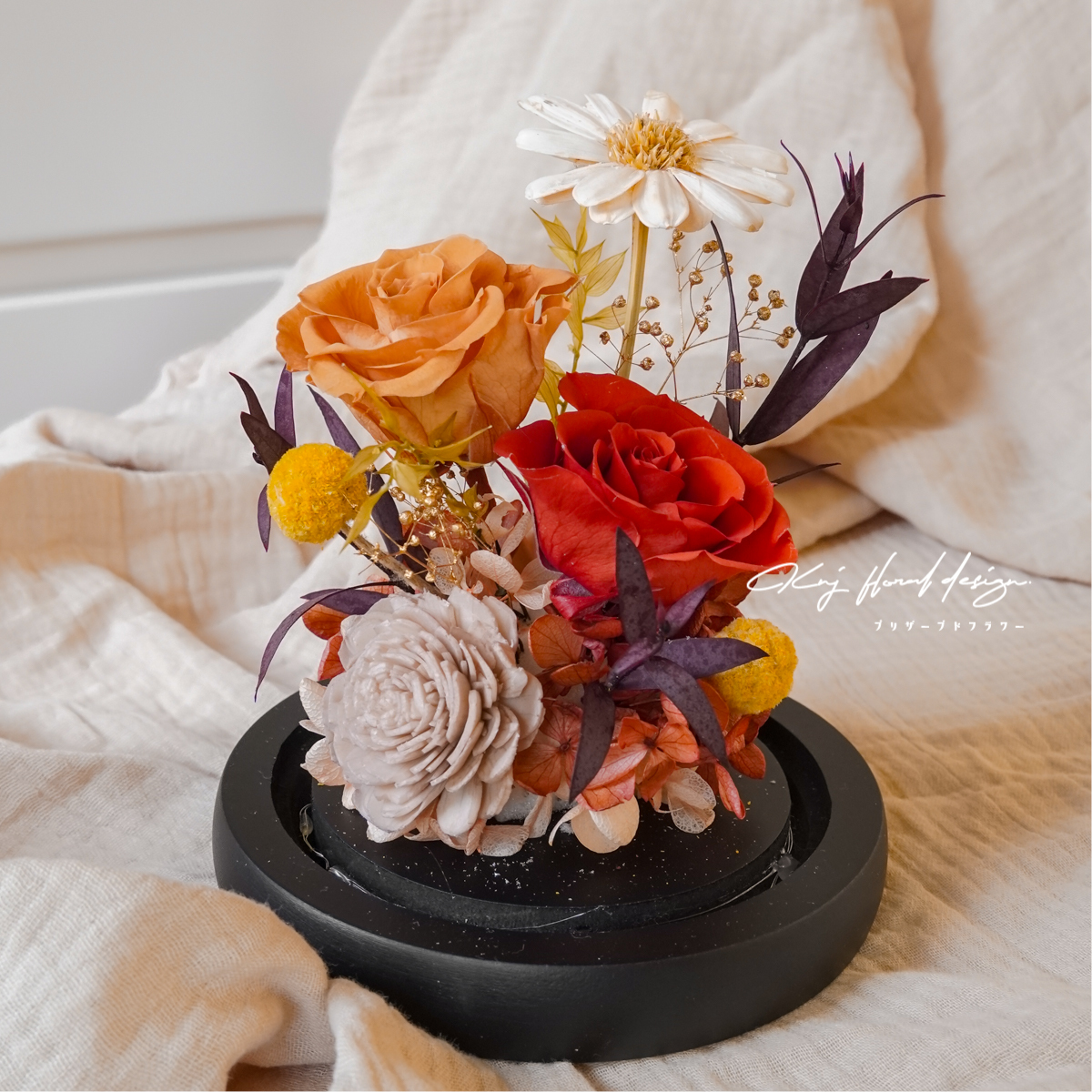 南法莊園永生花玻璃燈盅