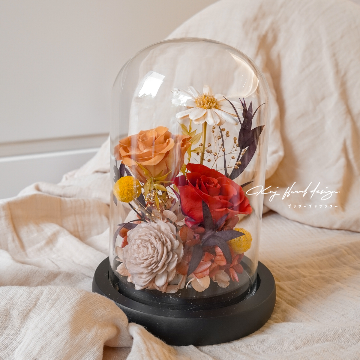 南法莊園永生花玻璃燈盅