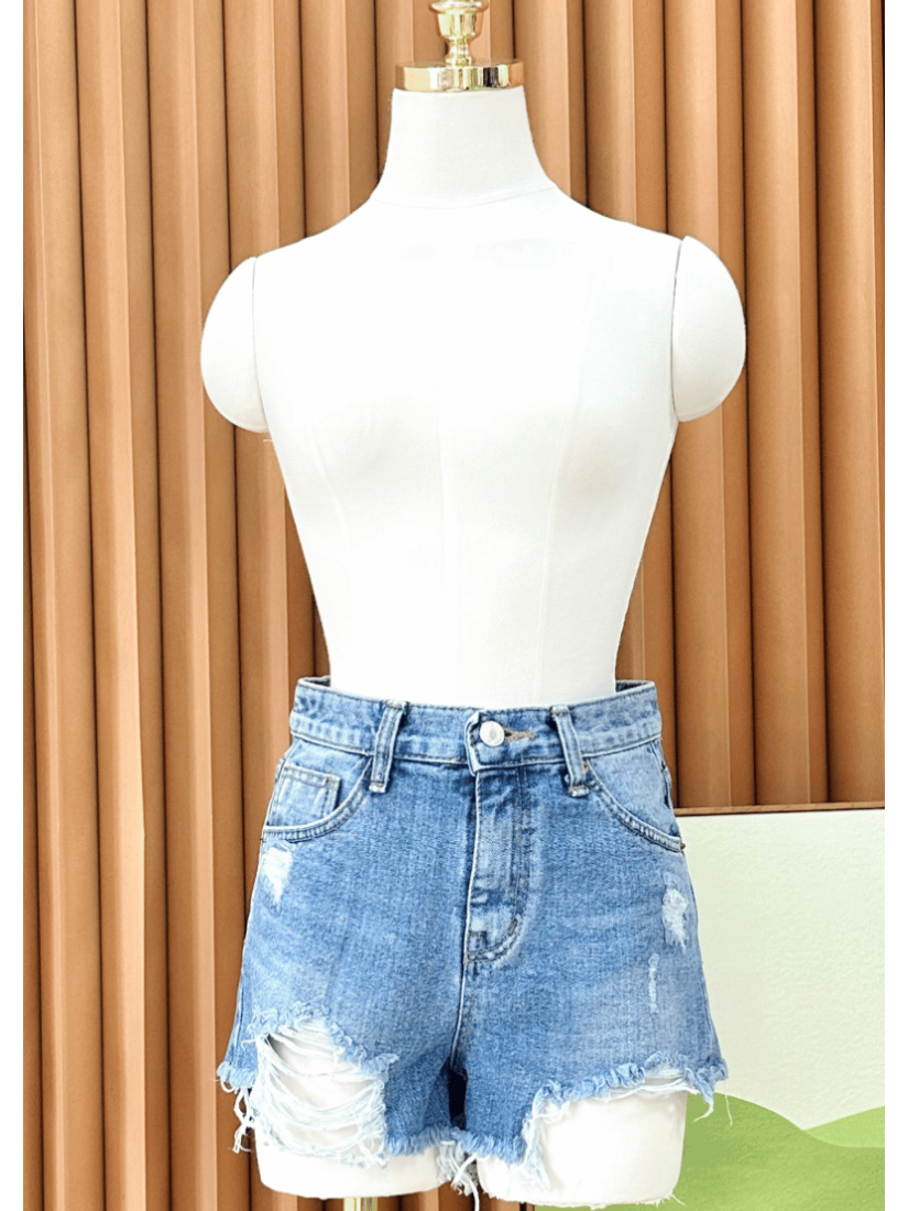 [現貨] 刷破單寧休閒短褲 [ S ]