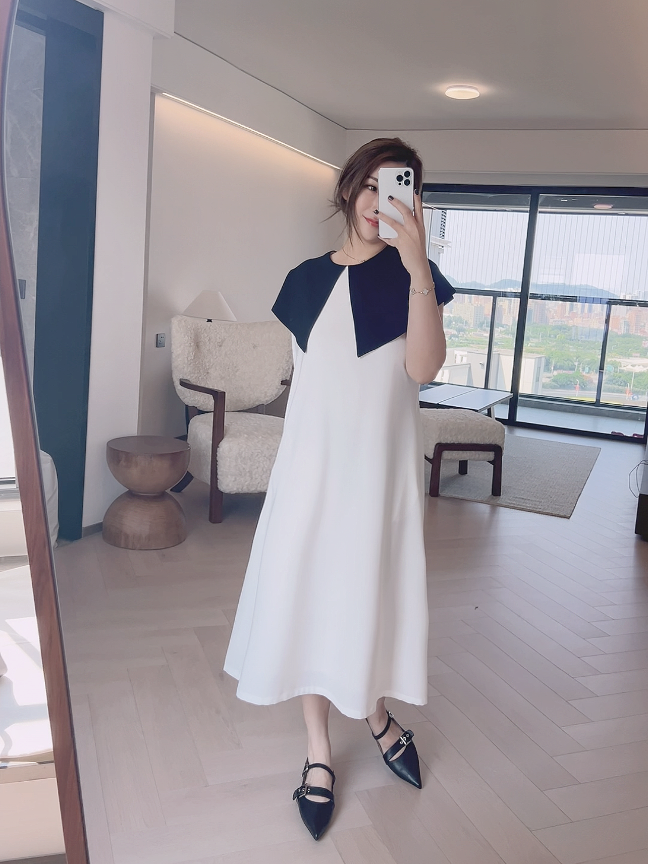 [現貨] [7069] 法式蓋肩領連身裙