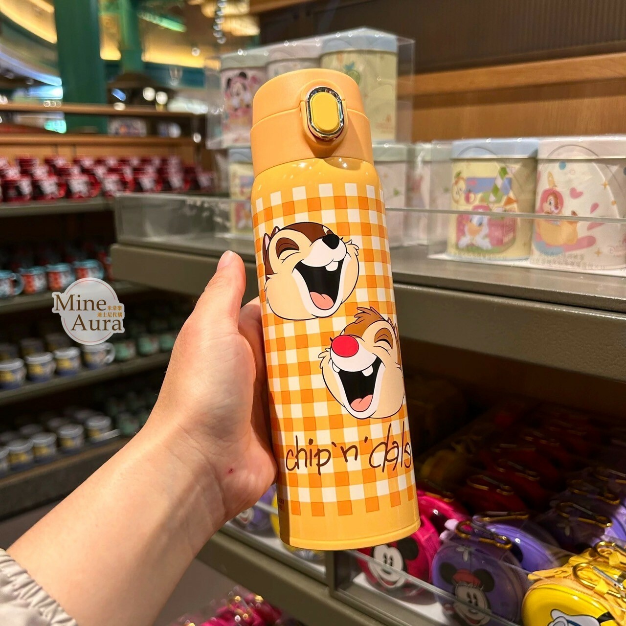 奇奇蒂蒂 Chip 'n Dale 格紋 圖案 保溫瓶 水壺 -上海迪士尼樂園