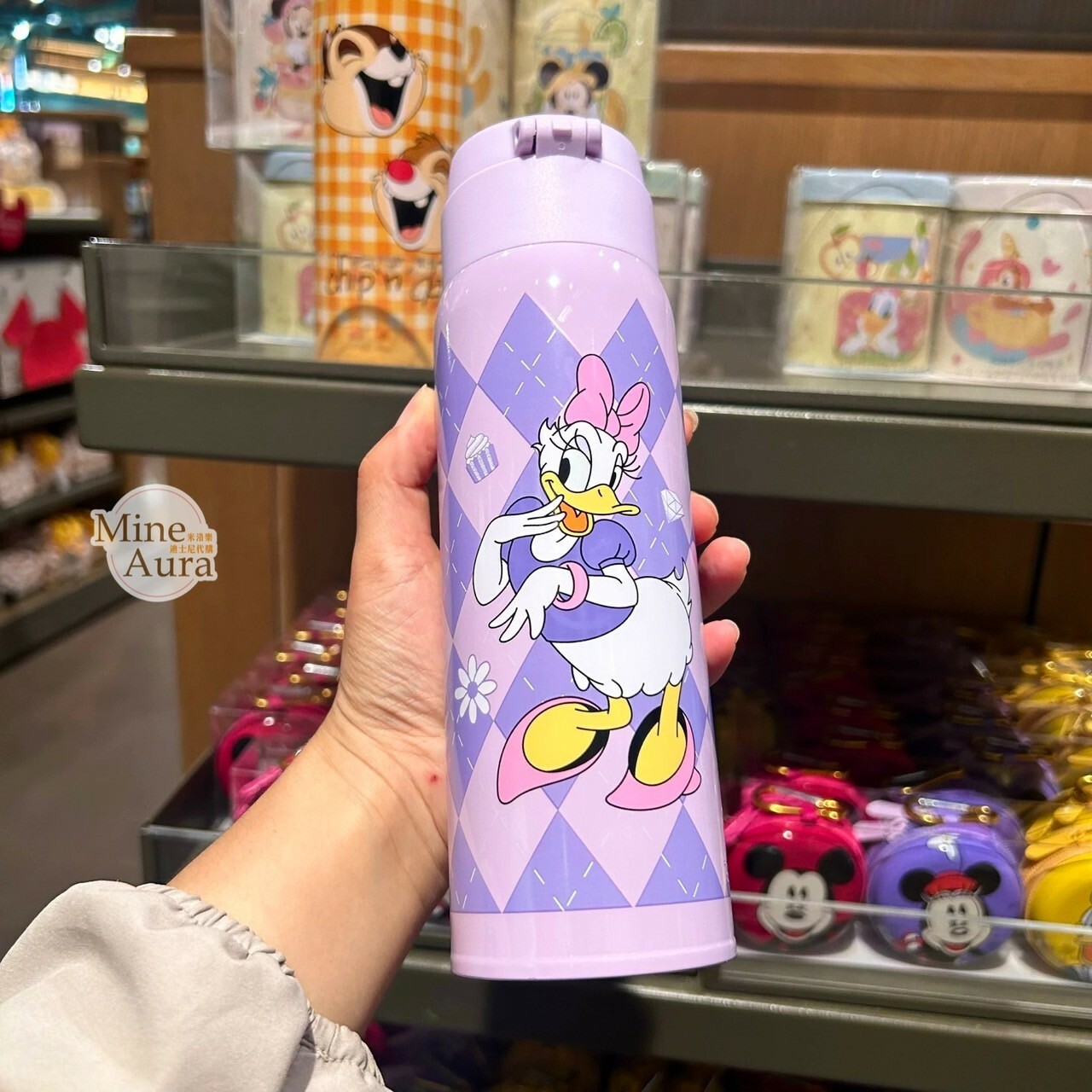 黛西 Daisy 菱格紋 圖案 保溫瓶 水壺 -上海迪士尼樂園