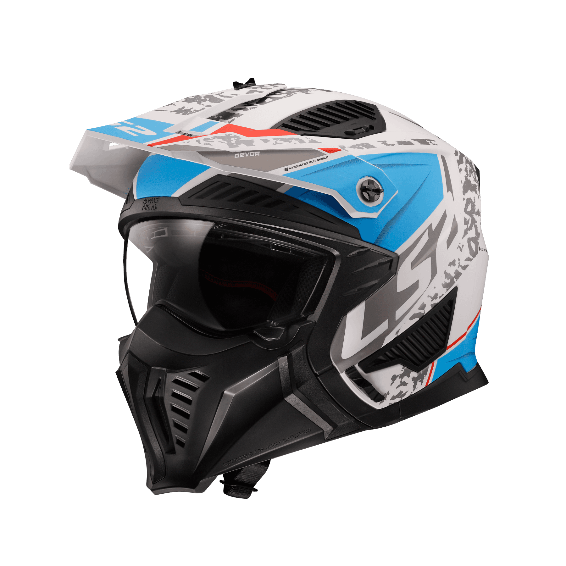 LS2 OF606 DRIFTER DEVOR 消光白藍 彩繪 全罩帽 多功能帽
