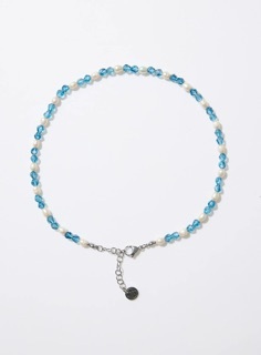 Mixture項鍊-淡水珍珠拼接藍水晶天然石項—MP019