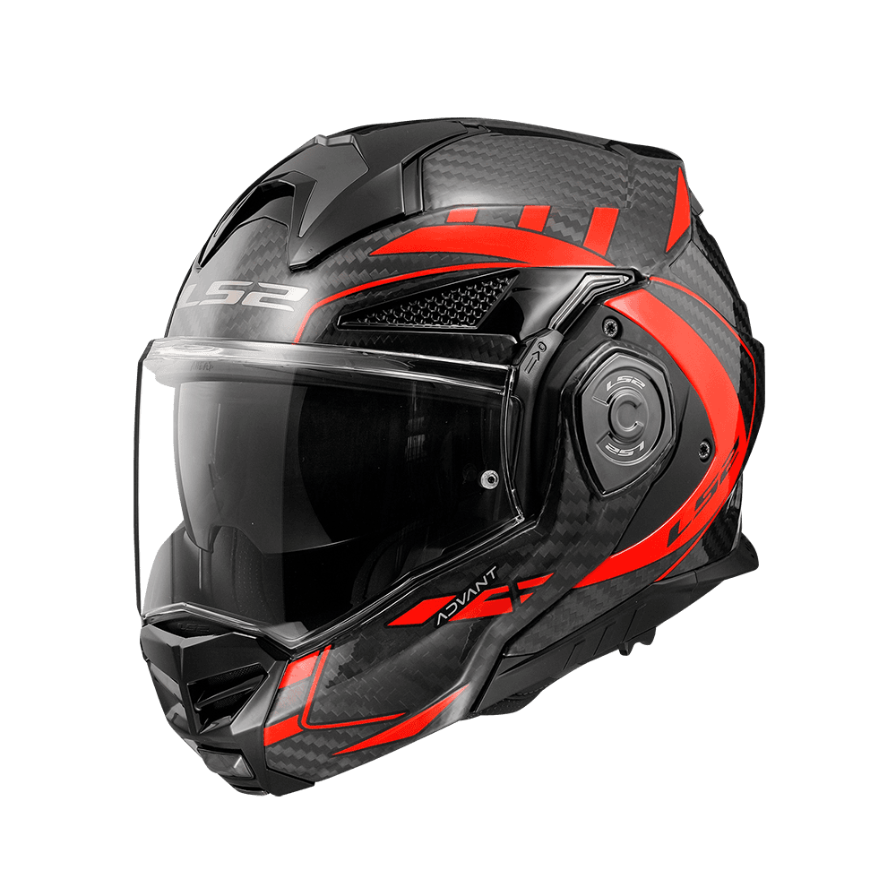 LS2 FF901 ADVANT X CARBON FUTURE 6K碳纖維彩繪 亮黑紅 彩繪 可掀式帽款