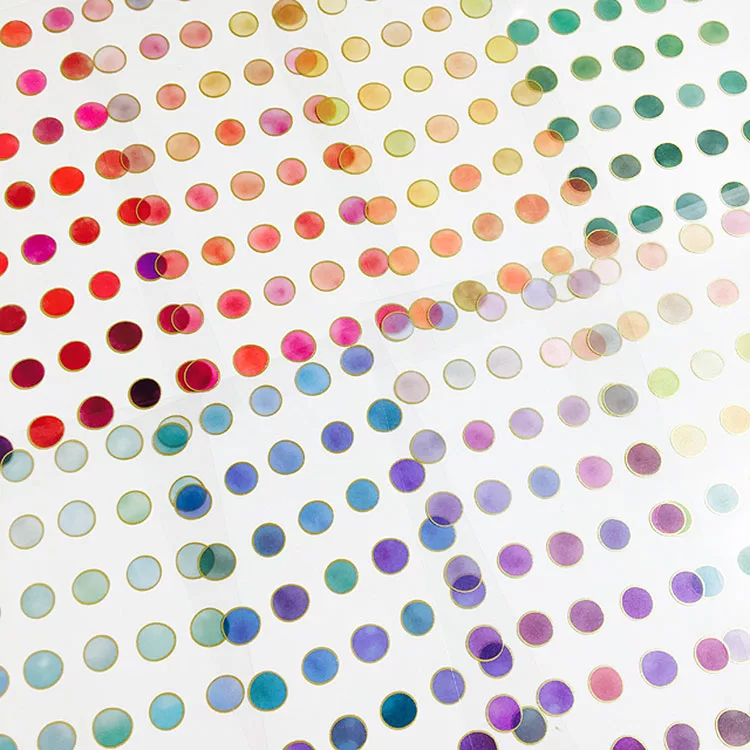 色見本帖 不規則圓形燙金邊貼紙/KAMIO JAPAN