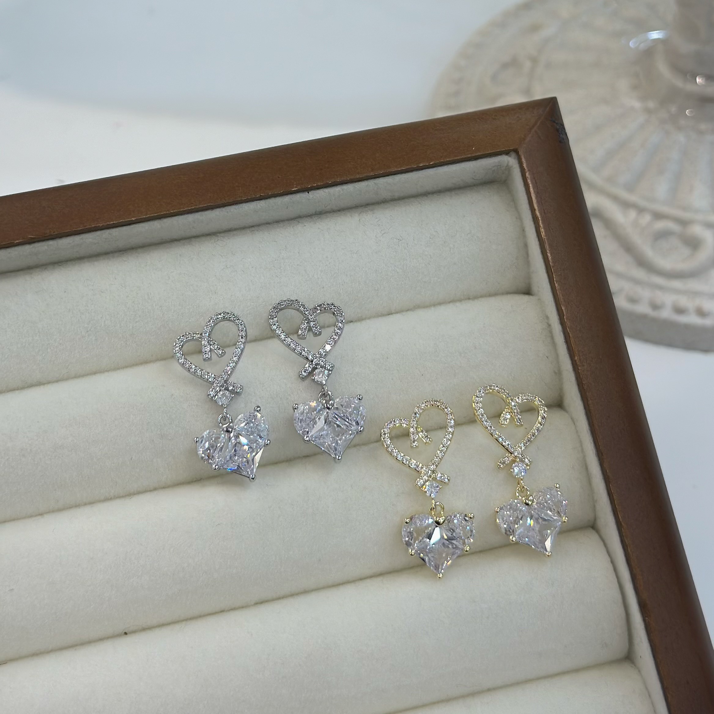 T14滿鑽鋯石愛心垂吊