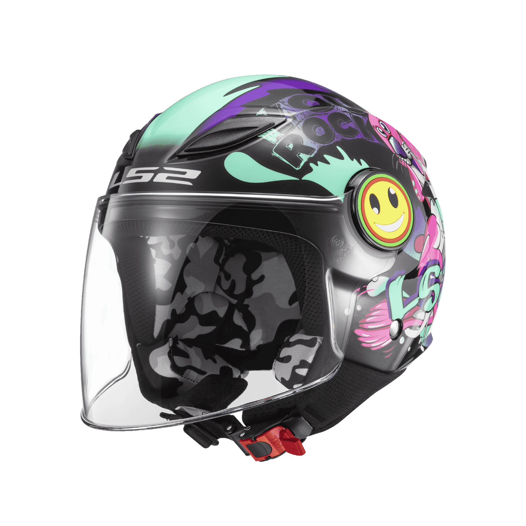 LS2 OF602 FUNNY 海豹 亮黑粉 彩繪 童帽 3/4罩帽