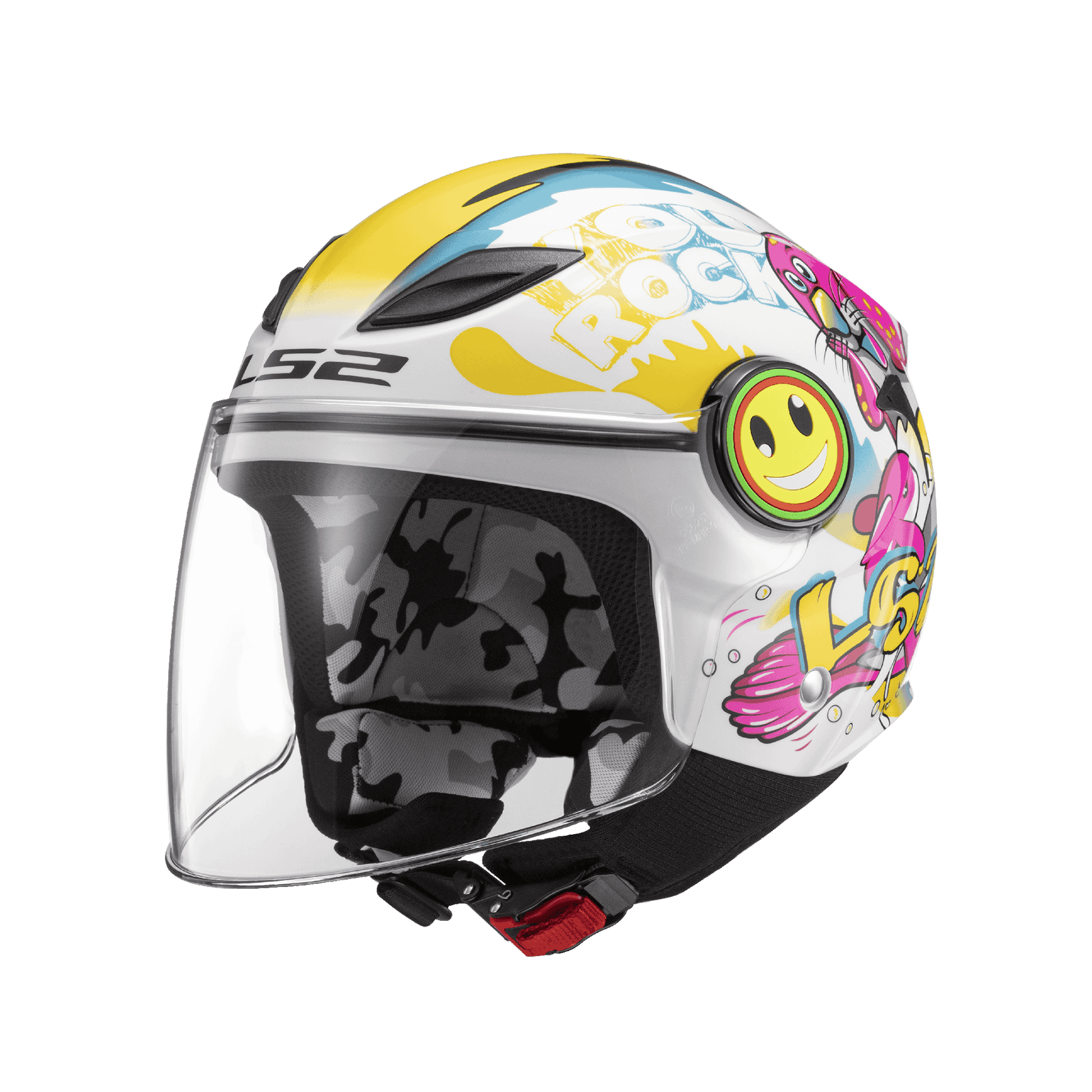 LS2 OF602 FUNNY 海豹 亮白粉 彩繪 童帽 3/4罩帽