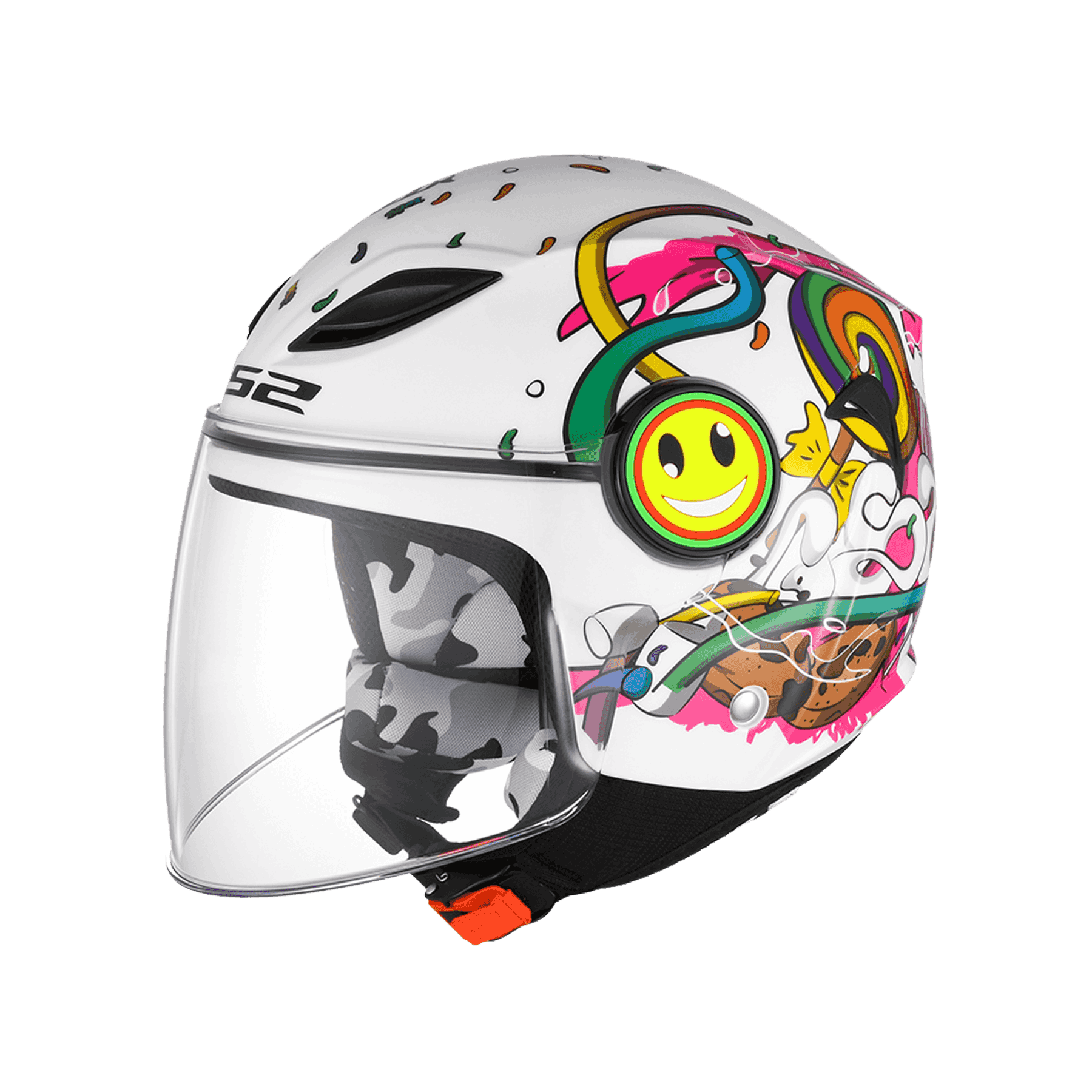 LS2 OF602 FUNNY 童話世界 亮白 彩繪 童帽 3/4罩帽