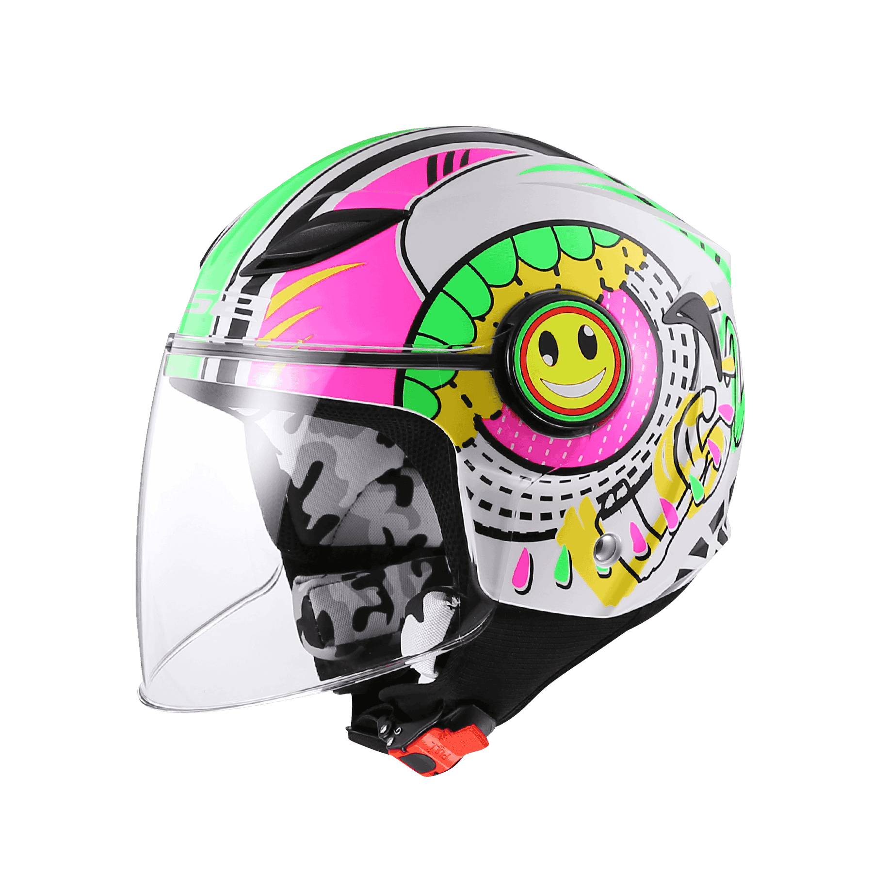 LS2 OF602 FUNNY 斜紋 白粉綠 彩繪 童帽 3/4罩帽