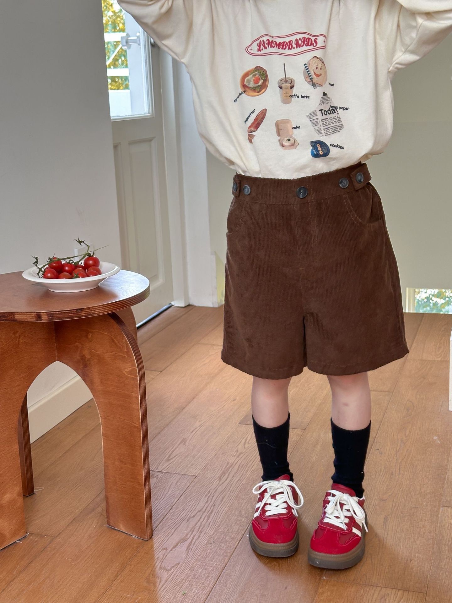 三色百搭燈芯絨五分褲