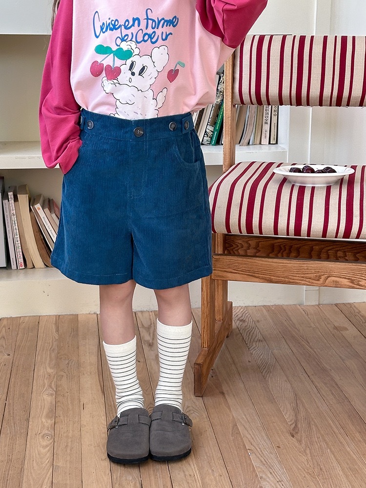 三色百搭燈芯絨五分褲