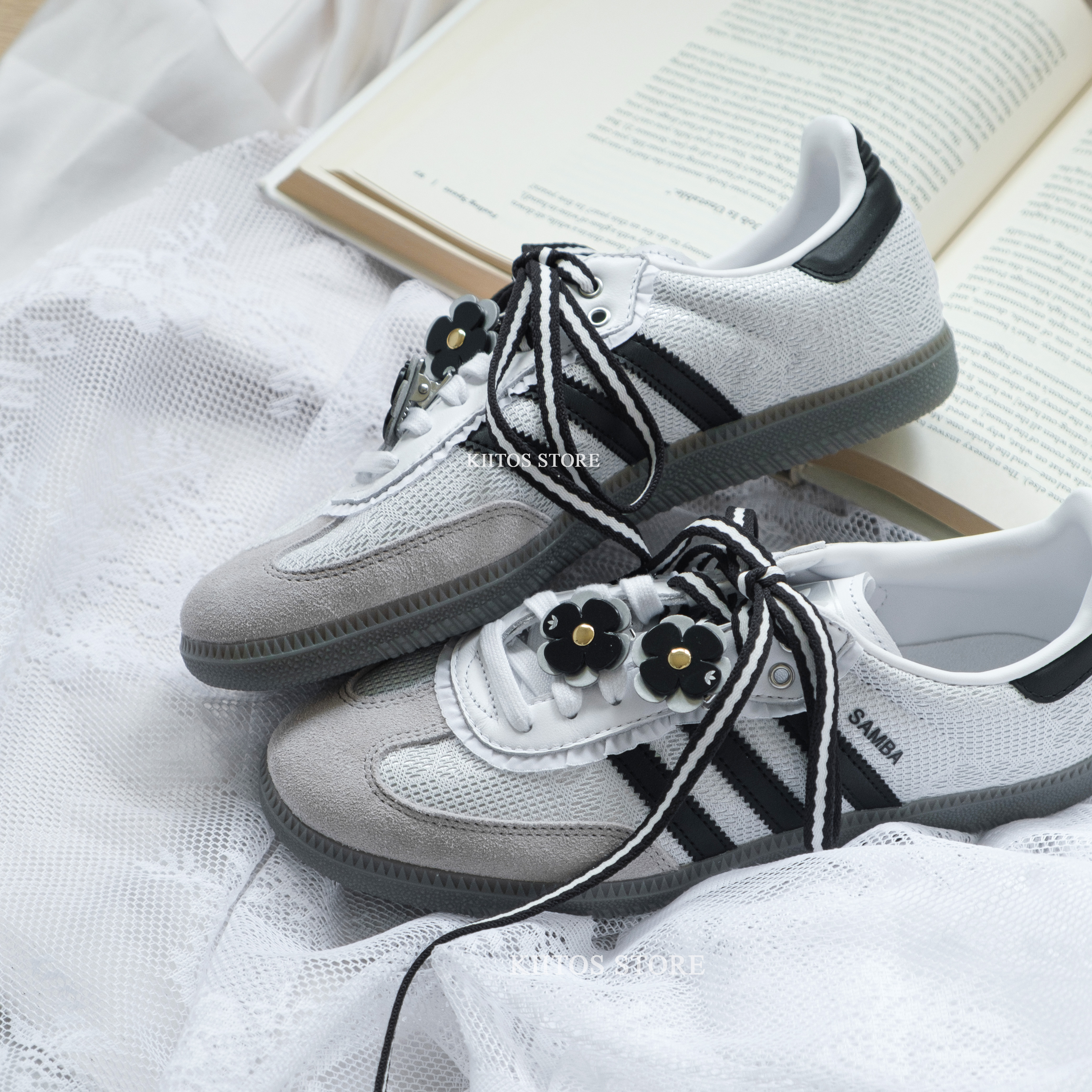 Adidas Originals Samba OG 黑白 蕾絲 花花 白銀 芭蕾風 IH3371