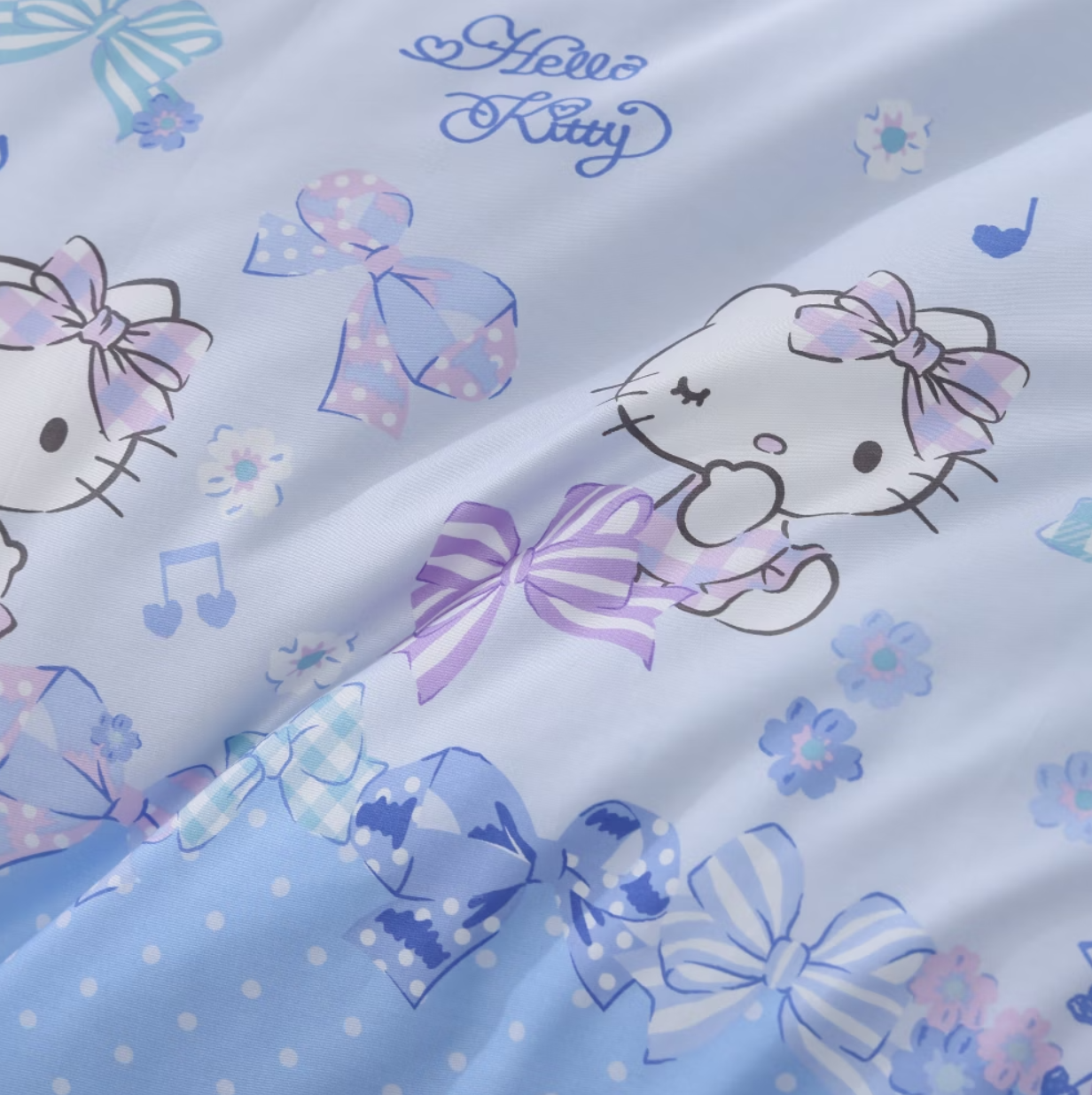 HELLO KITTY床包兩用被組 | 精梳棉 | 繽紛蝴蝶結 繽紛款 藍