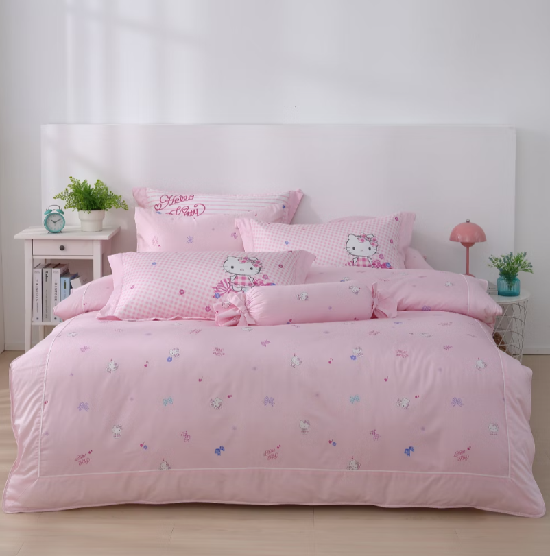 HELLO KITTY床包兩用被組 | 精梳棉 | 繽紛蝴蝶結 蝴蝶結款 粉