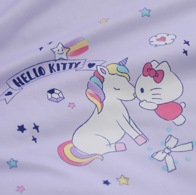 HELLO KITTY床包兩用被組 | 精梳棉 | 繽紛蝴蝶結 獨角獸 紫
