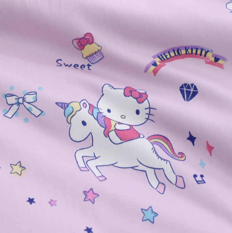 HELLO KITTY床包兩用被組 | 精梳棉 | 繽紛蝴蝶結 獨角獸 粉