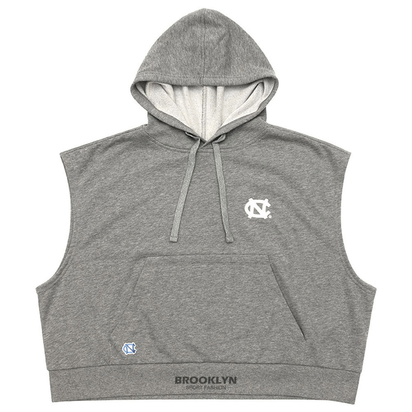 【下殺↘ $399】NCAA 連帽背心 北卡羅來納大學 灰色 短版 寬版 連帽 無袖 上衣 女  7222548412