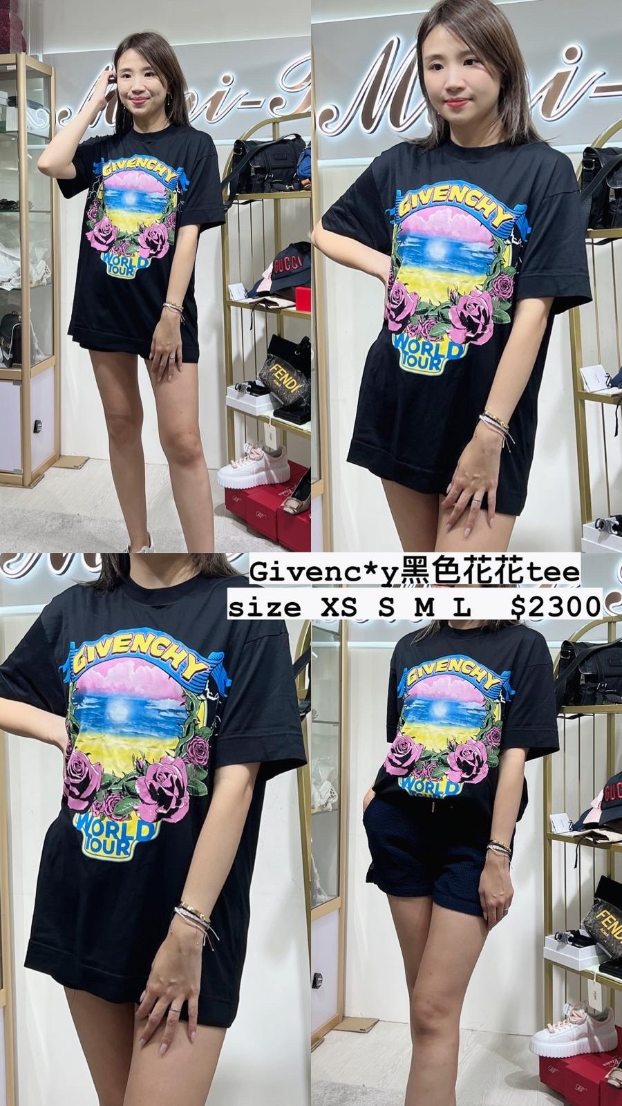 GIVENCHY亮眼花花黑T -M