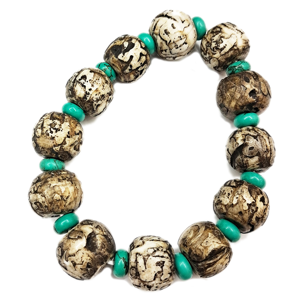 六字真言老硨磲雕刻手珠13*15mm【十方】149994