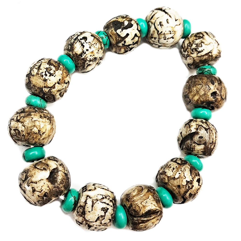 六字真言老硨磲雕刻手珠13*15mm【十方】149994