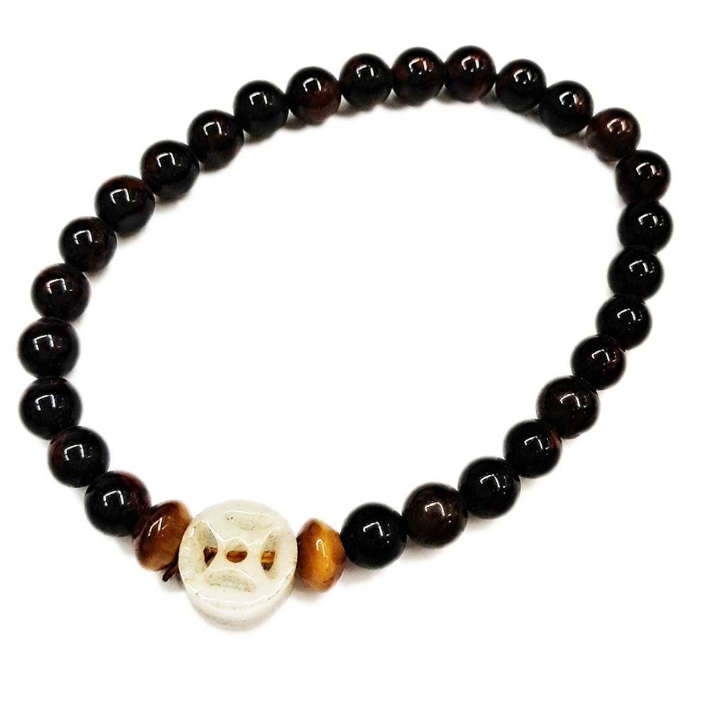 古錢{玉}&黑碧玉手珠6mm【十方】148281