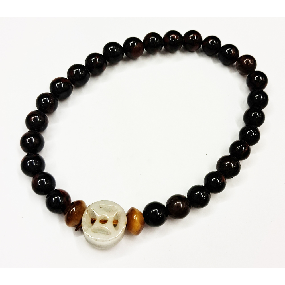 古錢{玉}&黑碧玉手珠6mm【十方】148281