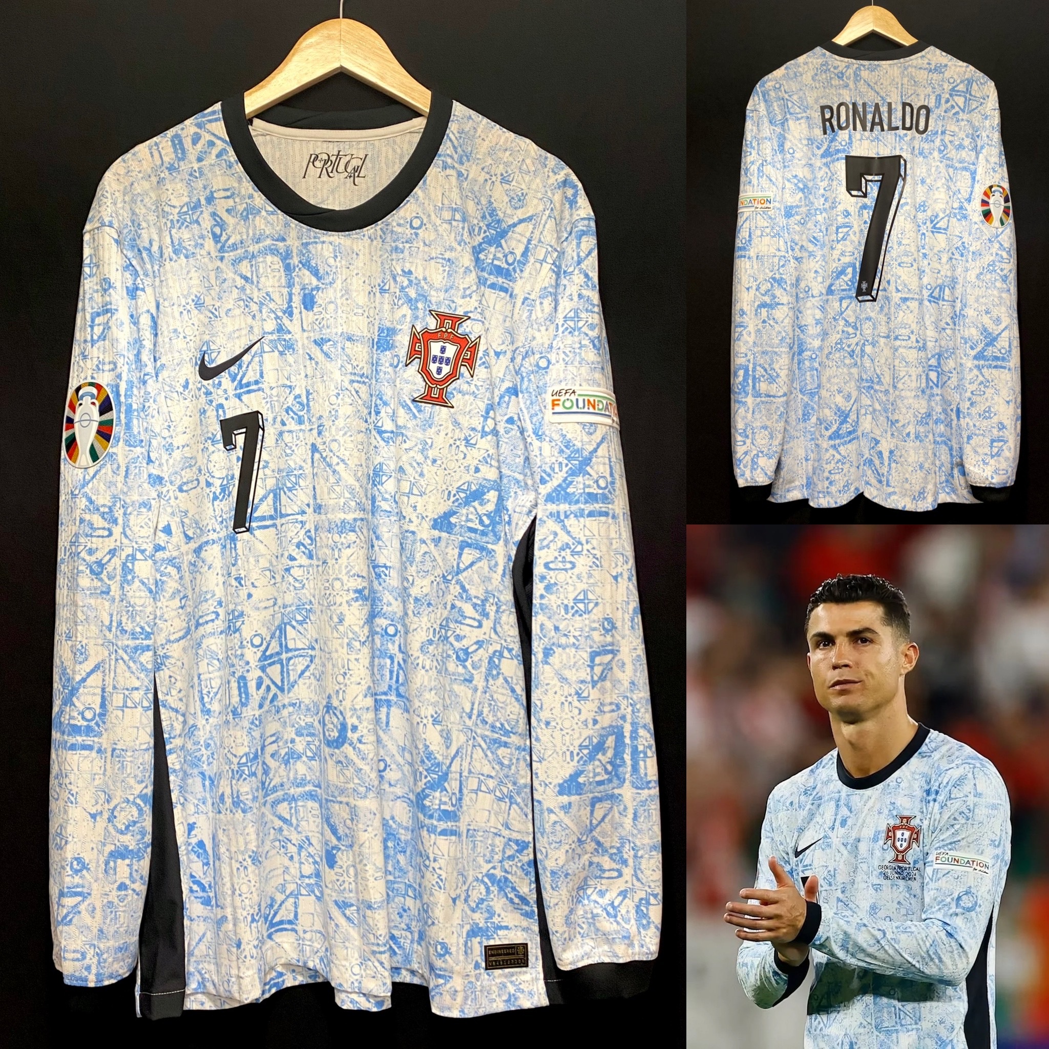 (更衣室版) 葡萄牙 2024 Nike 作客長袖更衣室球員版球衣 #7 RONALDO