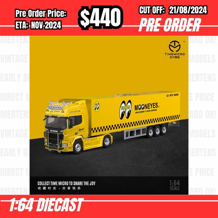 PO-$440 * Time Micro * 1:64 S730 V8 Enclosed Double Deck Transporter Mooneyes [OD13/08]