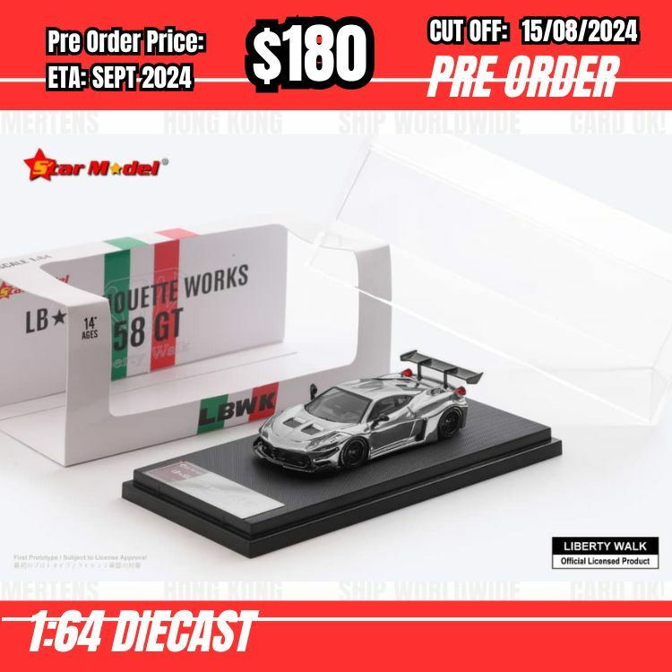 PO-$180 * Star Model * 1:64 LB-Silhouette Works 458 GT Chrome Silver Grey [OD13/08]