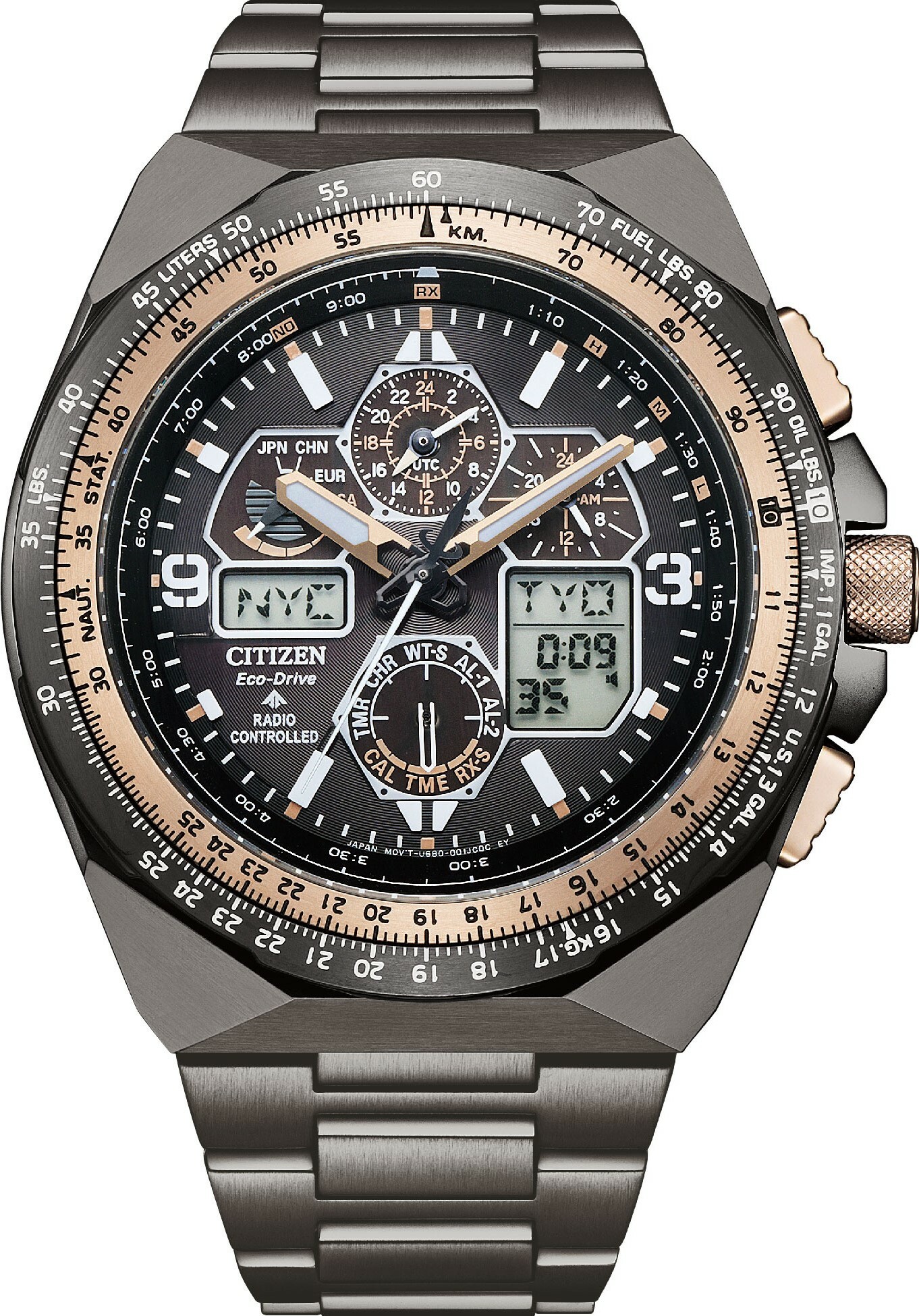 萬年鐘錶 - Citizen 星辰錶  征戰海陸空！CITIZEN Promaster 35周年鈦金屬太陽能電波航空飛行錶 JY8146-54E  錶徑457MM