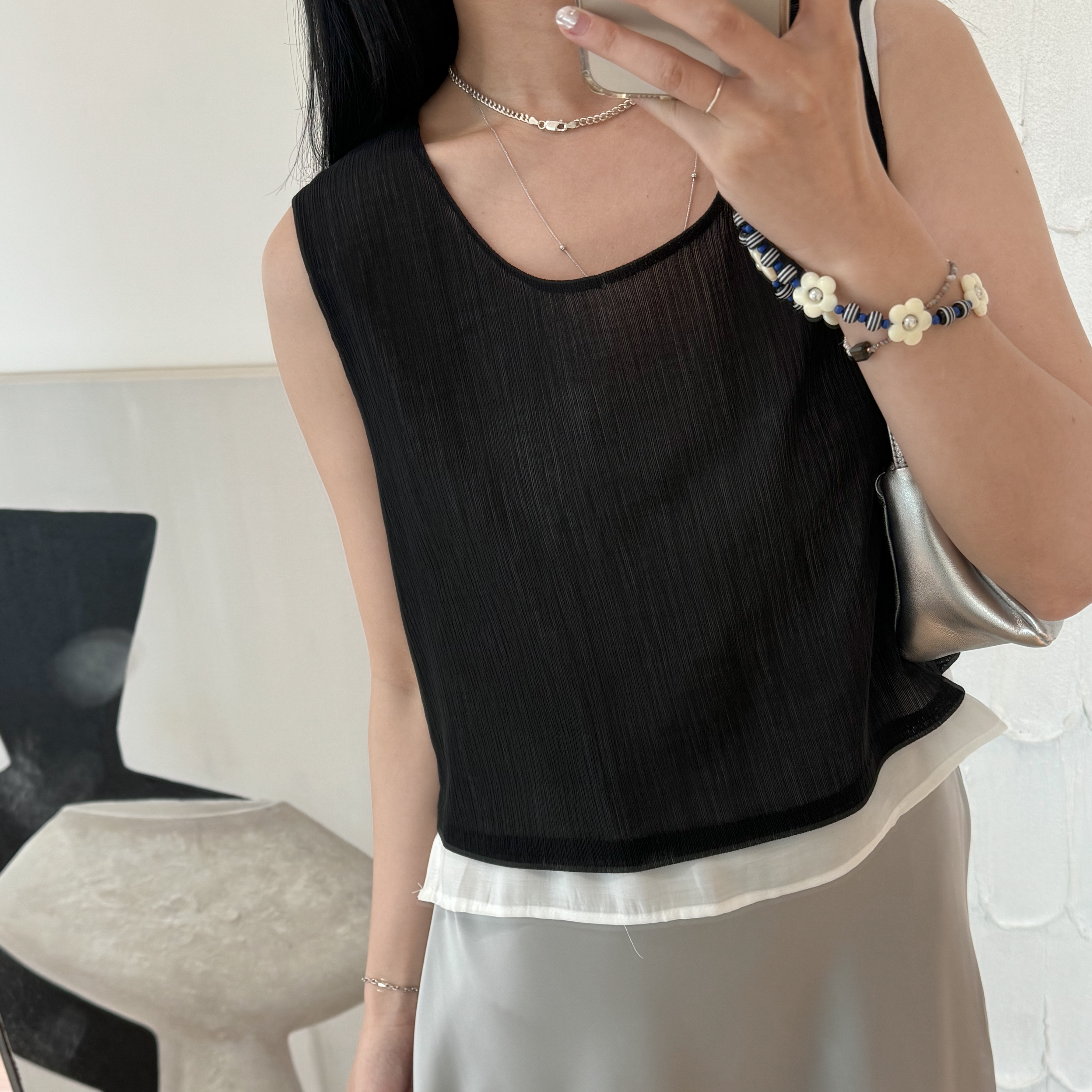 B48配色雙層寬肩背心