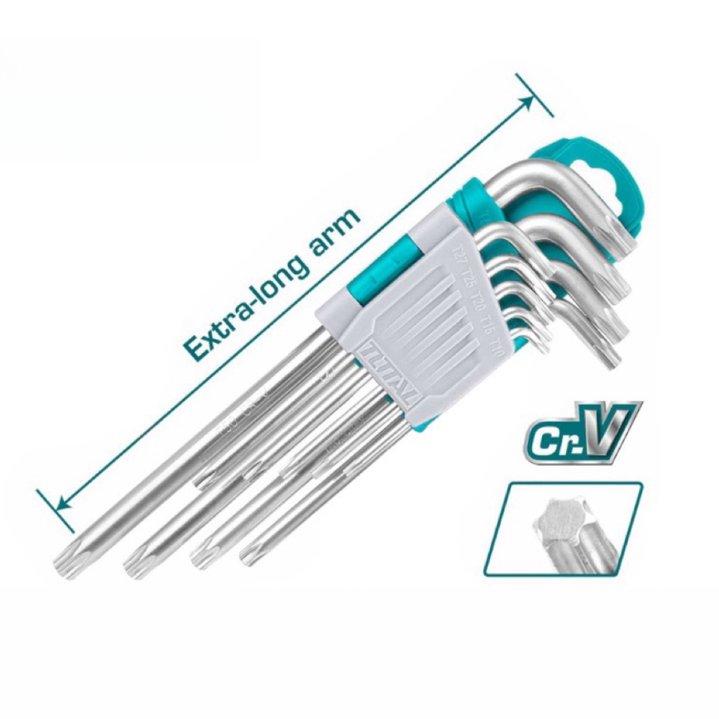 TOTAL 加長型星型板手組 9PCS (THT106391) 梅花板手組 CR-V 熱處理