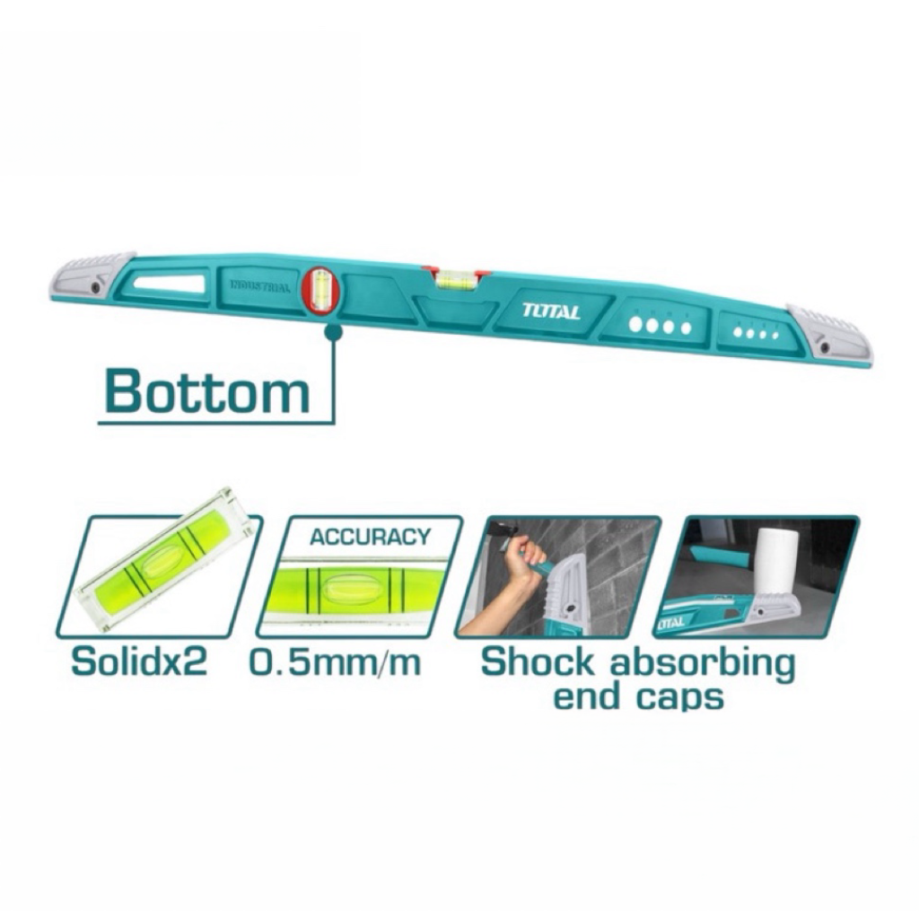 TOTAL 重型橋式水平尺 二氣泡 80CM (TMT221806) 橋式本體 多角度