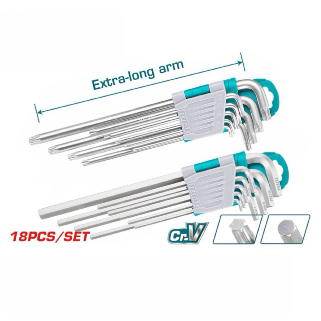 TOTAL 六角梅花板手組 18PCS (THT106KT0181) 六角板手組 梅花板手組