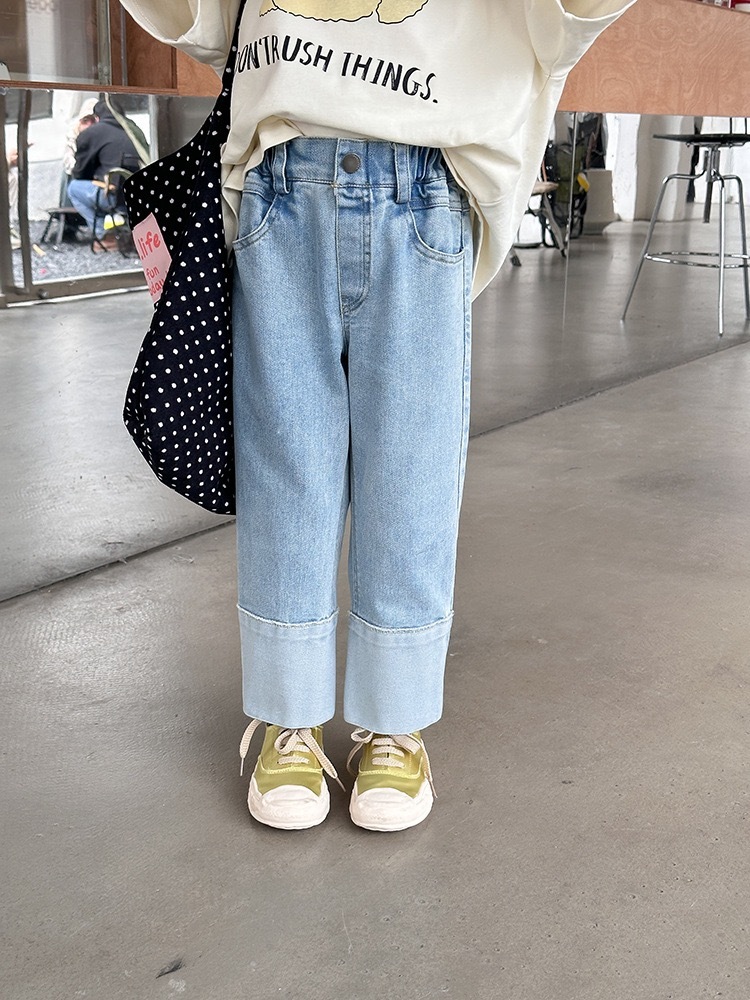 休閒時髦撞色牛仔褲