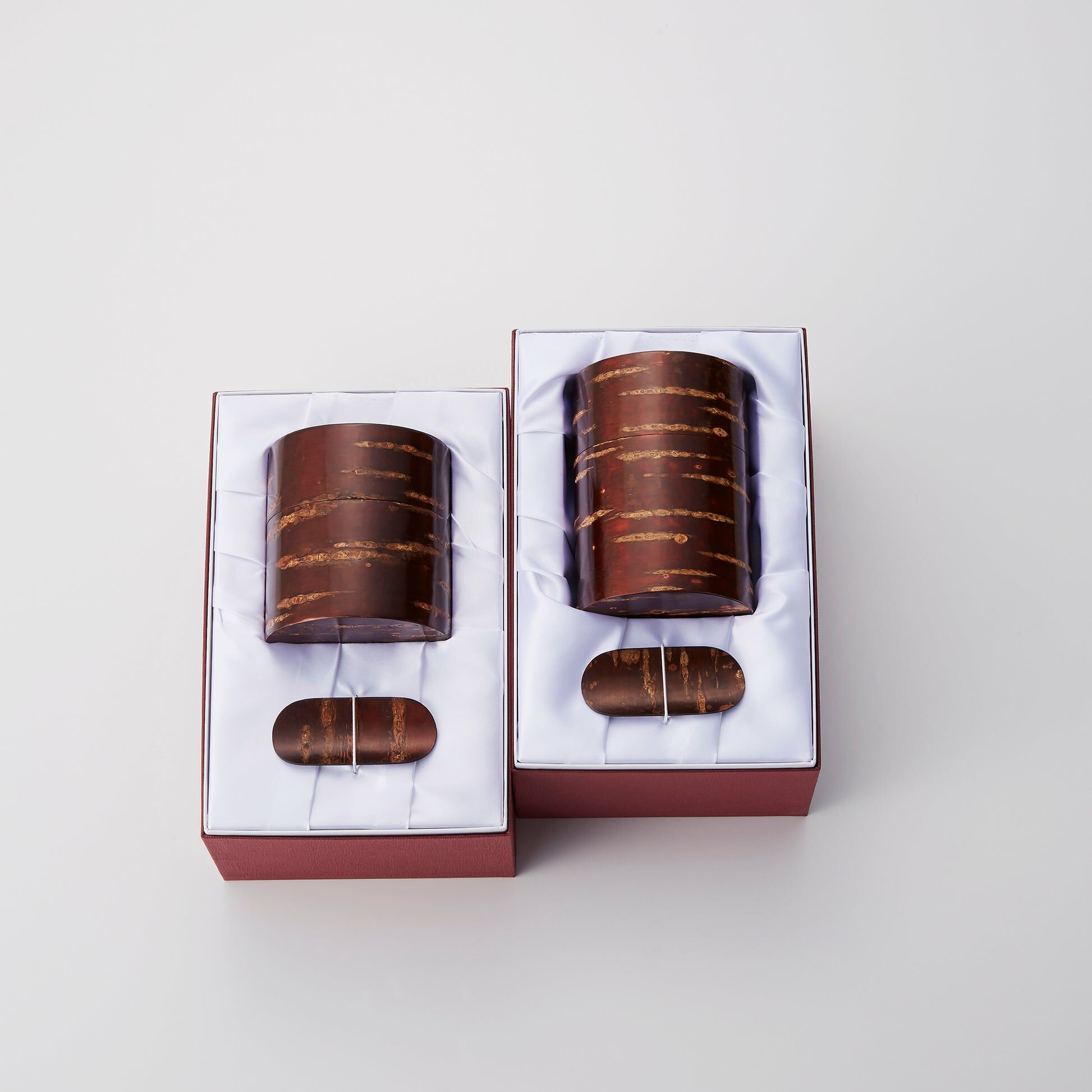 富岡商店 櫻花木皮茶筒禮盒組 琥珀色 S