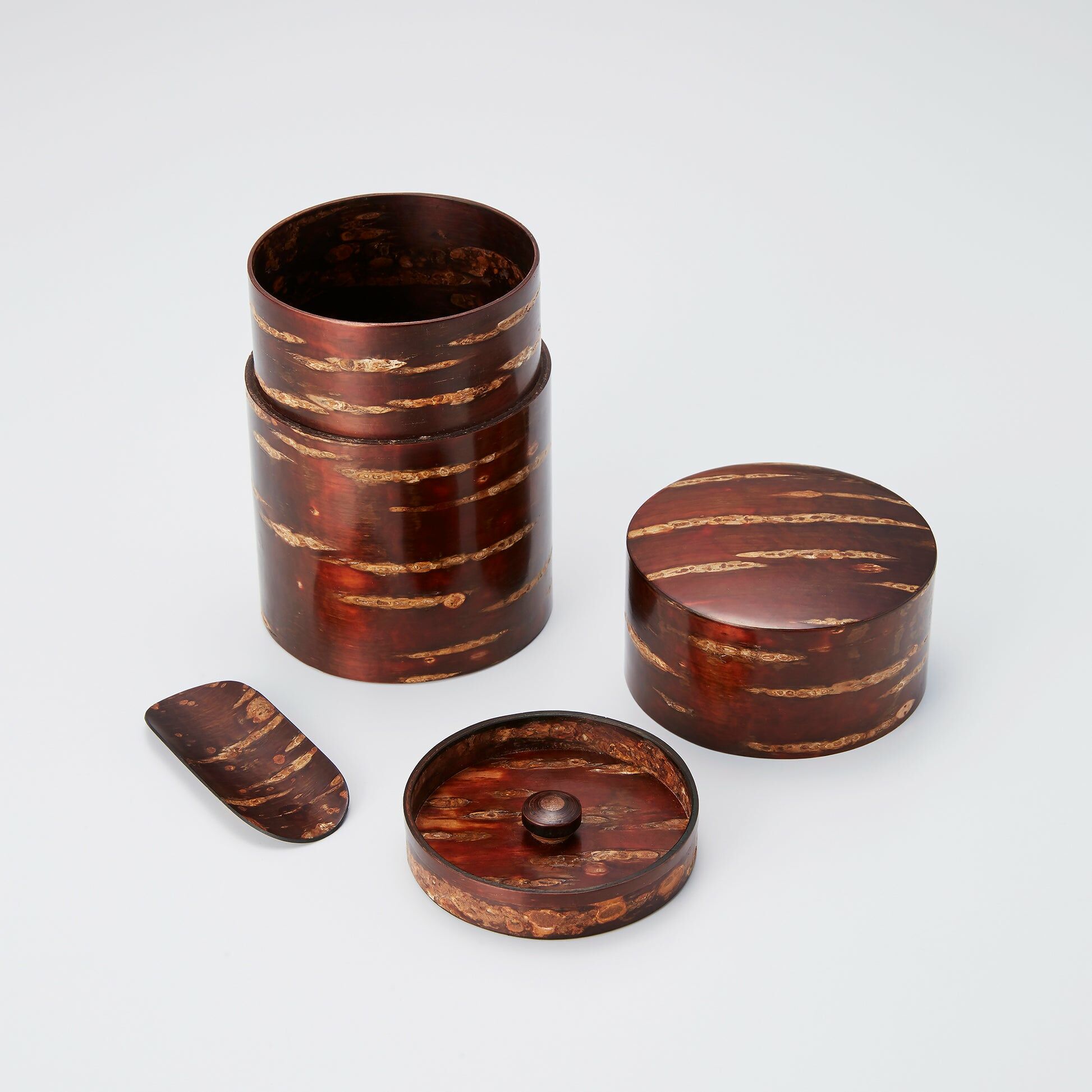 富岡商店 櫻花木皮茶筒禮盒組 琥珀色 S