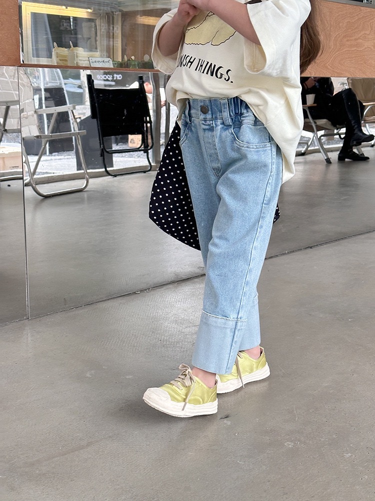 休閒時髦撞色牛仔褲