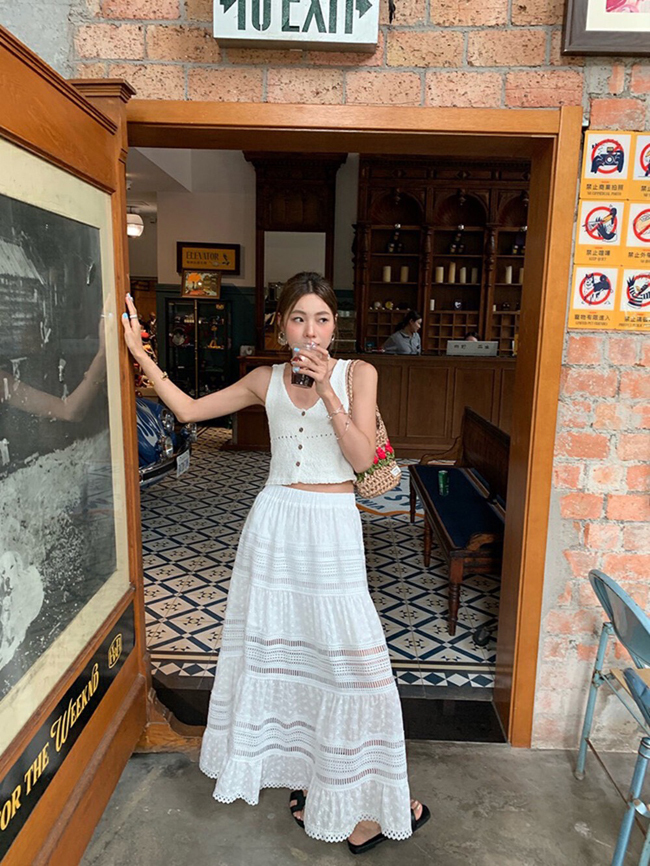 簍空清涼飄飄裙-一色