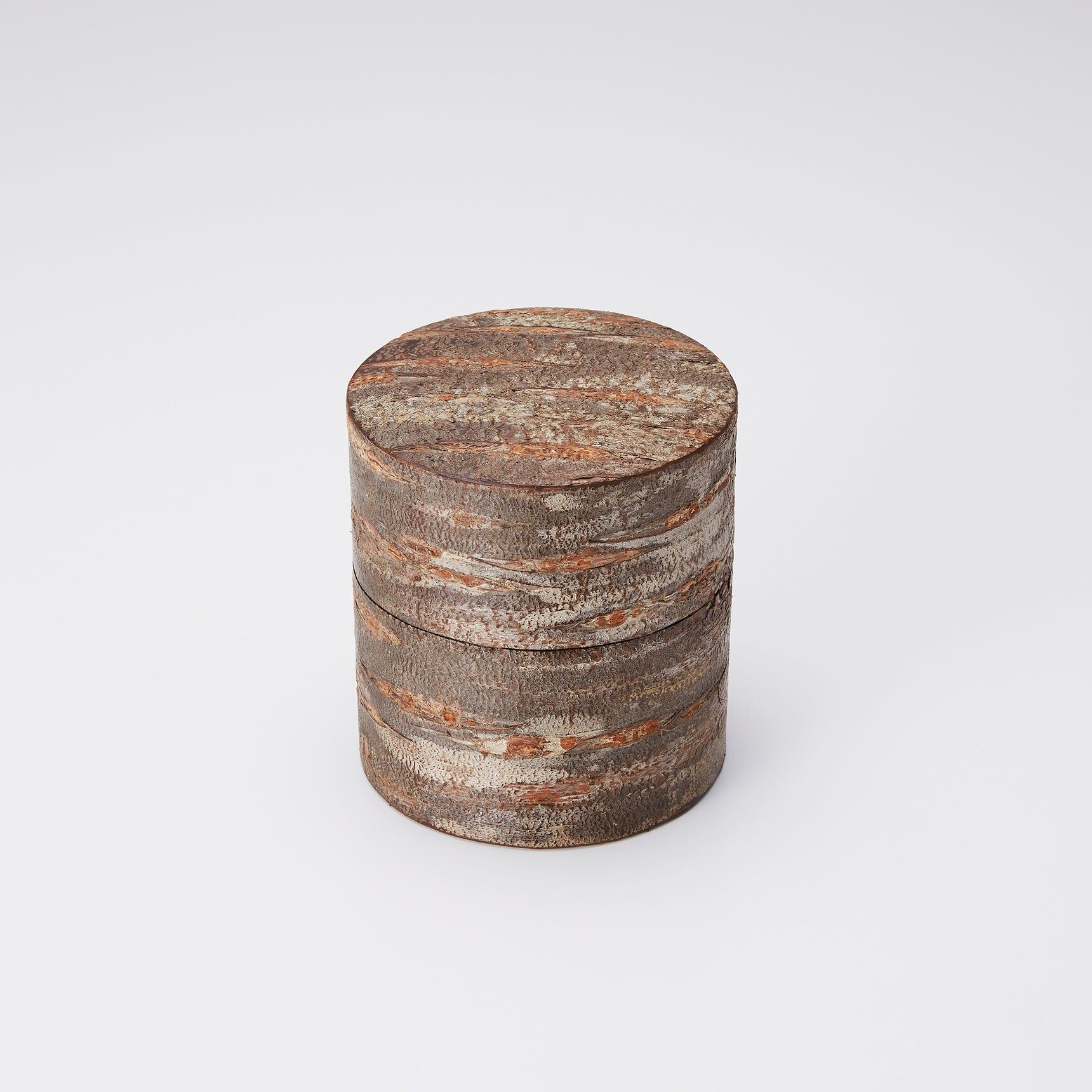 富岡商店 撞色櫻花木皮茶筒M 棕色