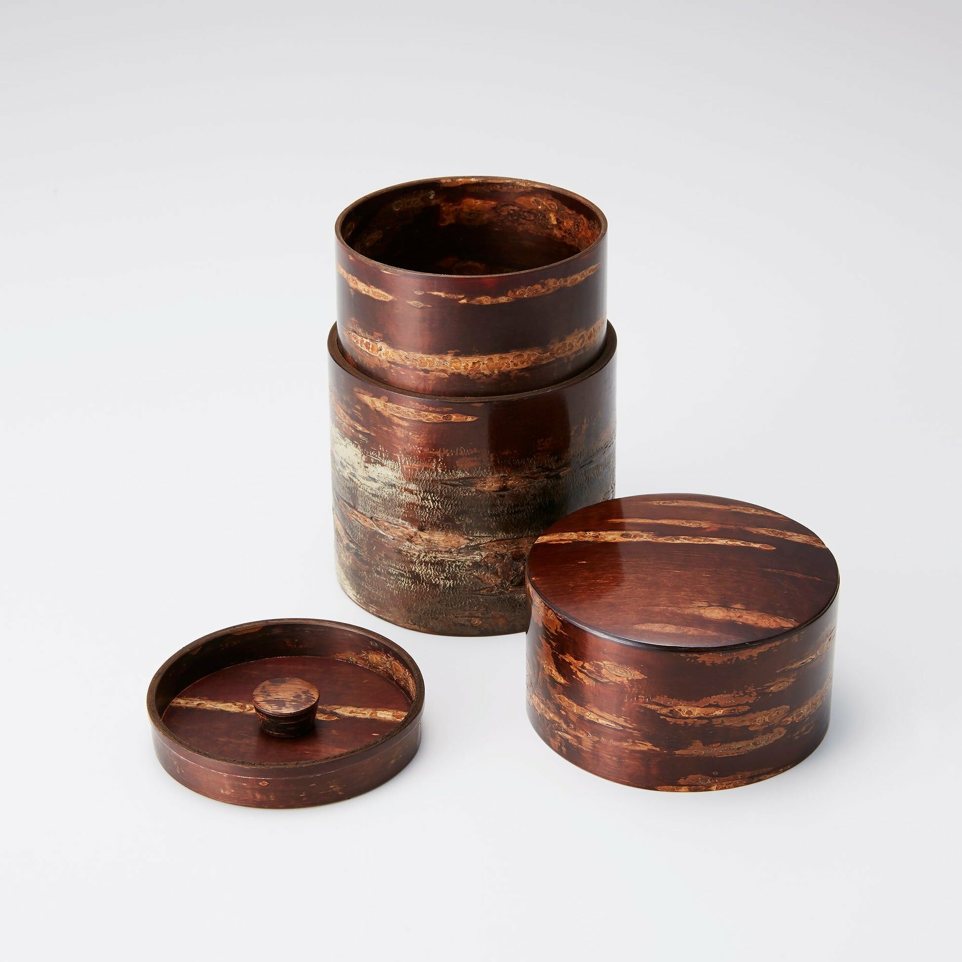 富岡商店 櫻花木皮長茶筒 琥珀色