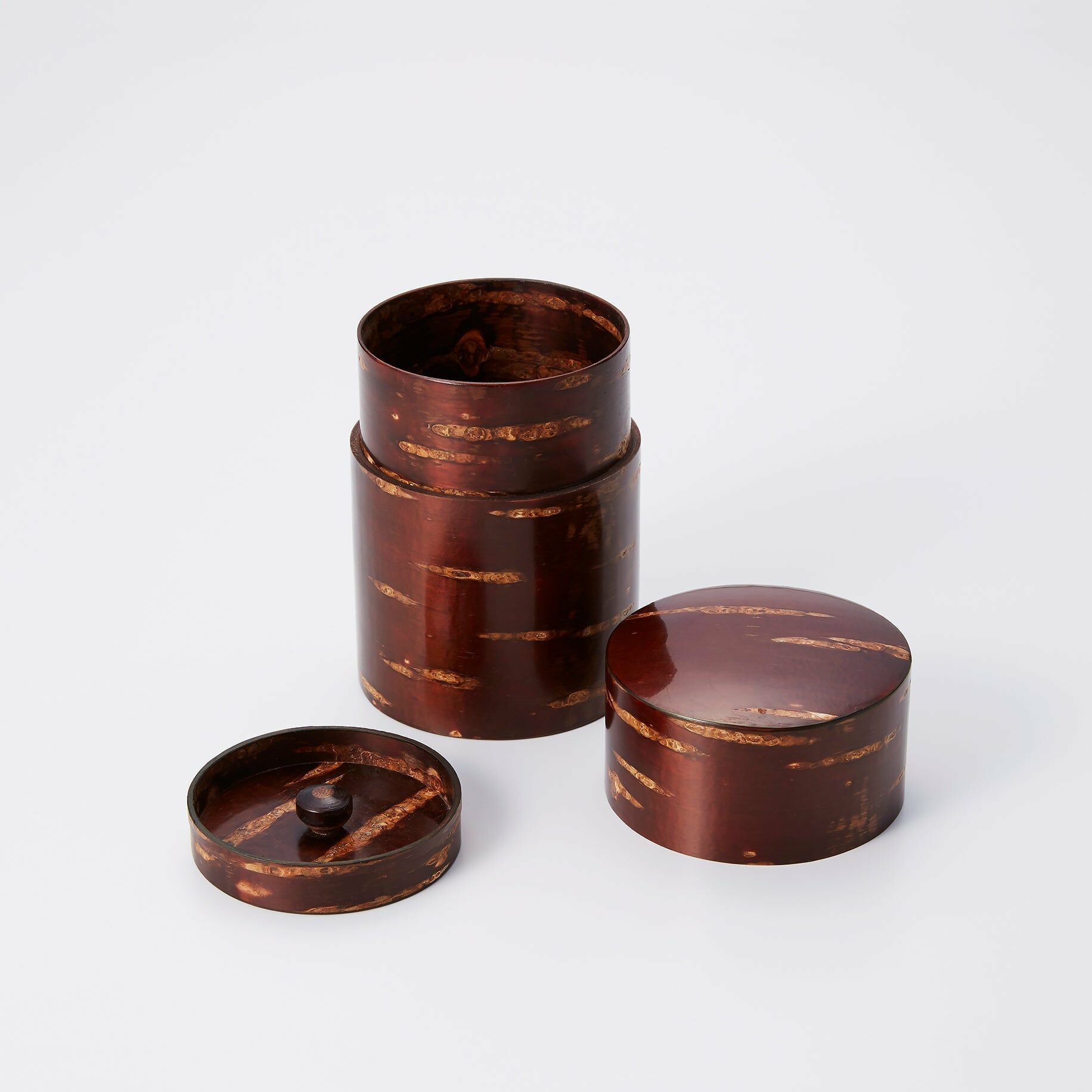 富岡商店 櫻花木皮短茶筒S