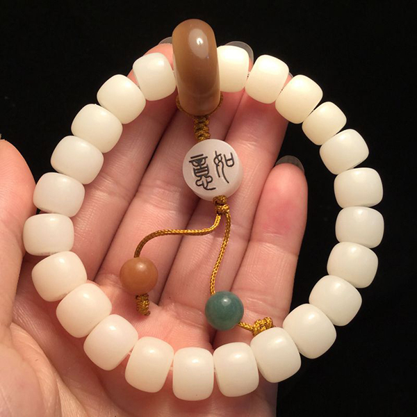JK KOREA Natural White Jade Bodhi Root Bracelet J0911