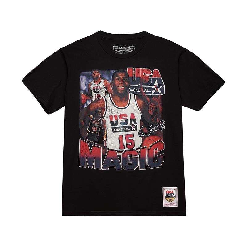 Mitchell & Ness TEAM USA LEGEND COLLAGE TEE Magic Johnson 黑 短袖 MNTS059MJ [台灣現貨]