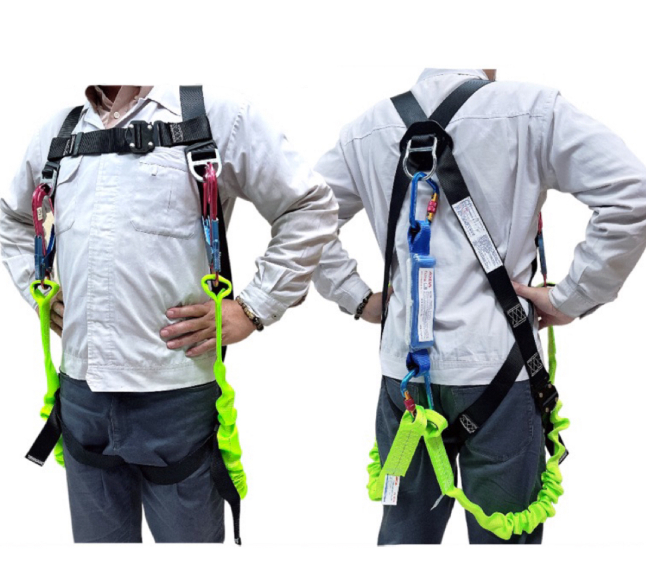 ADELA 雙大鉤超輕鋁合金快扣式背負式安全帶+鋁合金扣環 全身式降落傘安全帶