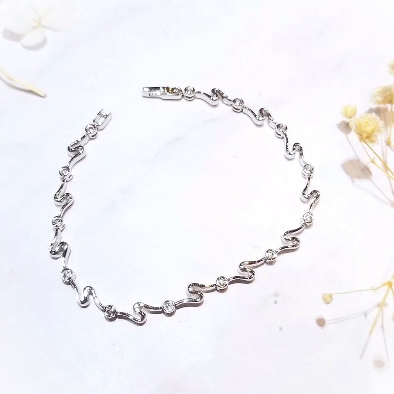 全新18K白金25份鑽石手鍊