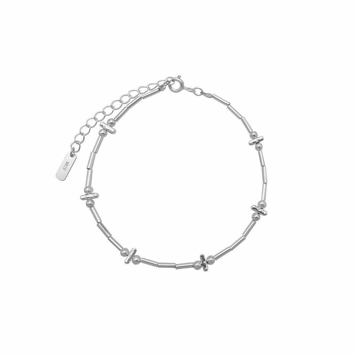 簡約竹節圓珠・純銀手鍊 (JHS10108)